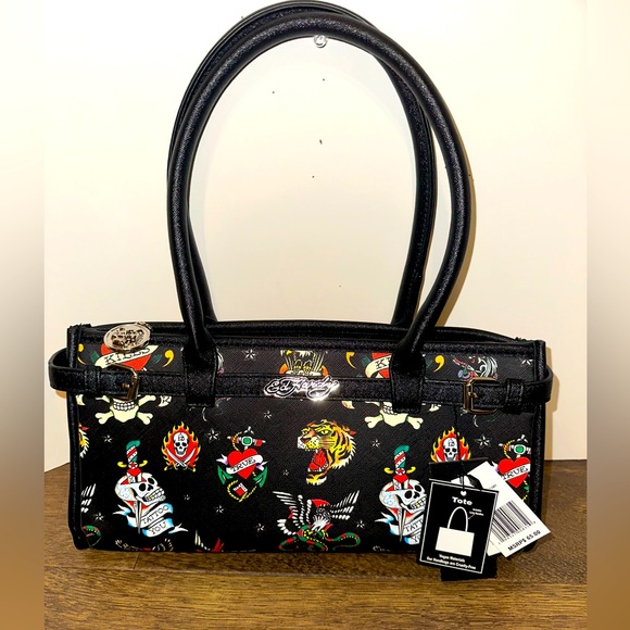 Ed Hardy tattoo print shoulder bag with crossbody strap. - Picture 1 of 7